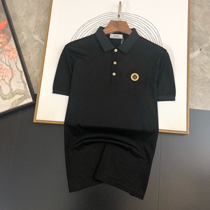 hermes爱马仕 字母徽章刺绣翻领polo衫商务简约休闲短袖t恤衫男装