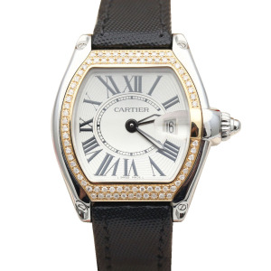 正品卡地亚跑车系列间金后镶钻石英女表31*36mm