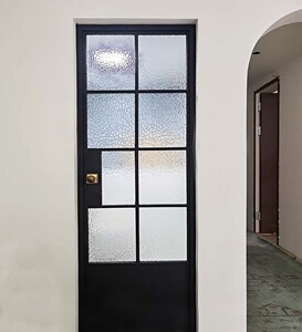 新款白色极简门复古老钢窗铁艺平开门马赛克玻璃推拉门厨房推拉门