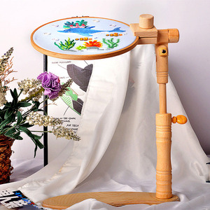 座式可调节实木架子十字绣绣架榉木戳戳绣刺绣工具绣花固定夹法式