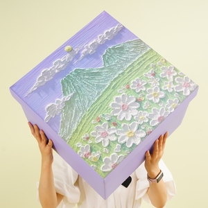 3D立体感油画风礼物盒送女友生日礼物包装盒空盒子超大紫色礼品盒