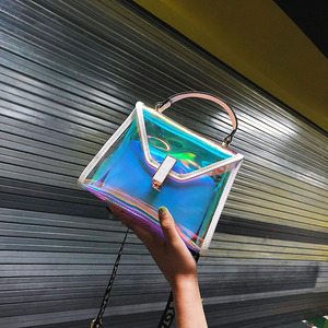 百变仙女果冻包包女2018新款kumayes镭射小挎包透明ins单肩斜挎包