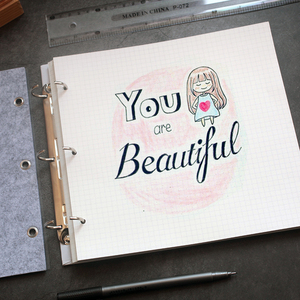 方格手绘本子简约空白活页笔记本插画设计创意绘画文艺网格手账本