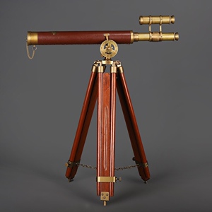 欧美古典奢华纯黄铜复古天文望远镜摆件新房书房书柜办公室工艺品