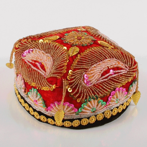 新疆民族小花帽 维吾尔族帽子 手工帽珠片帽舞蹈演出帽 舞台头饰