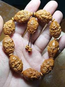 天然橄榄核手串十八罗汉精雕双面罗汉橄榄核雕刻文玩男女手串手链