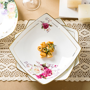 家用深盘子圆形菜盘子碟子陶瓷汤盘餐具简约创意骨瓷菜盘餐盘深盘