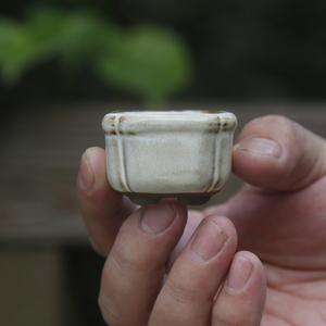 迷你拇指盆特小号鱼缸造景可泡水草粗陶透气控型陶瓷指尖多肉花盆
