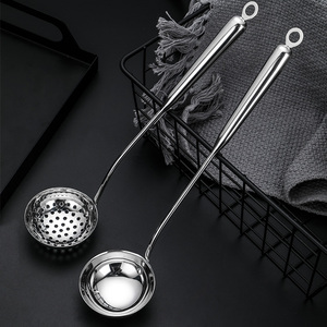 不锈钢火锅挂钩汤勺挂钩漏勺 火锅汤勺带钩勺子火锅可挂汤勺漏勺