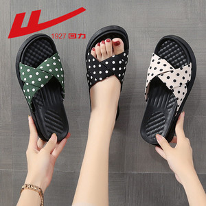 回力拖鞋女夏外穿2022新款网红ins潮时尚波点松糕跟厚底一字凉拖