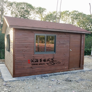 定制防腐木小木屋户外设备房花园工具房移动售货亭组装门卫管理室