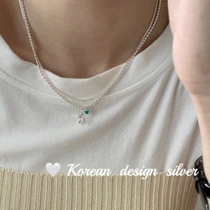 韩国ins风饰品S925纯银双层珠子链气泡狗滴胶项链女小众设计简约