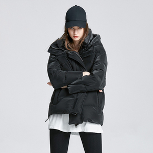 sandro hepburn2021年赫本加厚白鸭绒短款连帽羽绒服时尚休闲外套