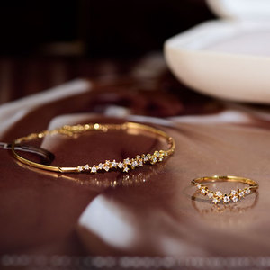 wing|银河小夜曲.18k金镶嵌钻排钻手镯 做个闪亮美少女原创设计