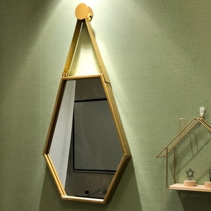 北欧浴室镜壁挂菱形挂镜六边形卫生间镜子挂墙式装饰镜创意吊镜子