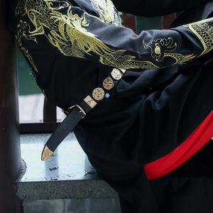 汉服曳撒腰带革带圆领配饰明制雕花双铊尾革带腰带古代跨带可调节