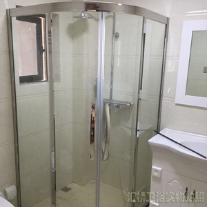 不锈钢扇形半圆弧淋浴房定制卫生间干湿分离神器滑动门浴室玻璃