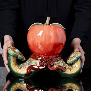 陶瓷苹果摆件平安如意家居客厅办公室寓意吉祥装饰仿真乔迁礼物