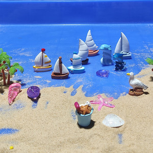 心理沙具模型沙盘游戏儿童玩具微景观摆件海边沙滩桶帆船海豚鸟