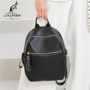 阿尔纳皮袋鼠真皮双肩背包女士百搭皮包包大容量双肩包牛皮包包