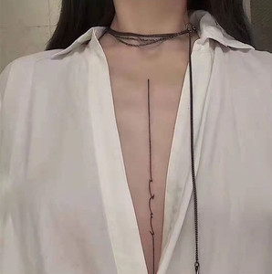 纹身贴防水持久ins新款胸口简约长线条 一张6条 满9包邮