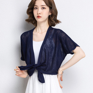 冰丝针织开衫女薄款短袖披肩夏季配裙子吊带裙外搭罩衫亚麻小坎肩