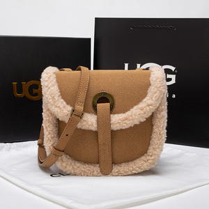 2021ugg冬季新款女包羊羔毛包翻毛皮斜挎包包单肩包毛绒包马鞍包