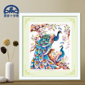 dmc十字绣套件  客厅 卧室 精准印花  杂志-蓝孔雀