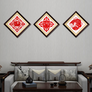 卢淑蓉剪纸画装饰画纯手工中式中国风挂画客厅沙发墙壁画相亲相爱