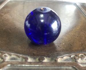 博山老琉璃纯手工宝石蓝墨蓝色老琉璃珠子16-25mm配珠散珠冒顶珠