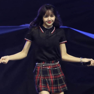 韩国blackpink女团lisa同款演出服韩舞打歌服polo衫格子裙套装女