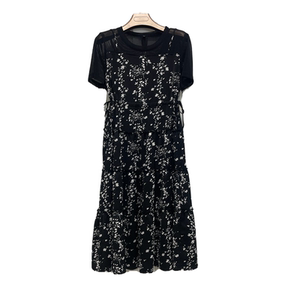 伊蕾珂/鑫慕芭莎m22b-083女时尚2022夏季新款印花拼接休闲连衣裙