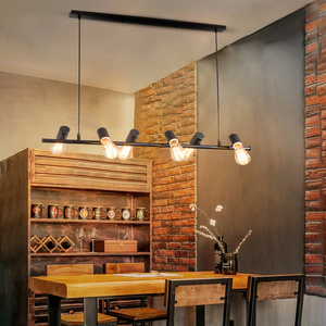 美式餐厅吊灯创意个性长条灯收银台咖啡厅吧台灯办公室工业风灯泡