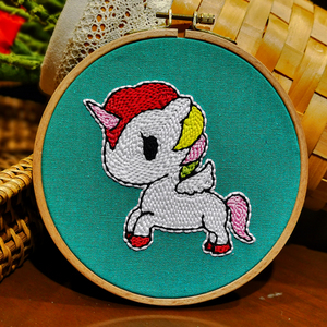 卡通独角兽戳戳绣俄罗斯搓搓秀手工刺绣diy材料包针绣毛线戳戳乐