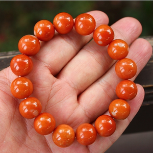 老坑满色红翡天然翡翠a货大珠手链手串送证书