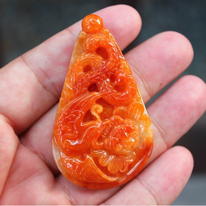 老坑种满色红翡天然翡翠a货牡丹凤凰吊坠挂件送证书