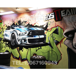 杭州墙绘 3d墙绘 立体画 壁画 绘画 平面黑白画 手绘 汽车墙绘