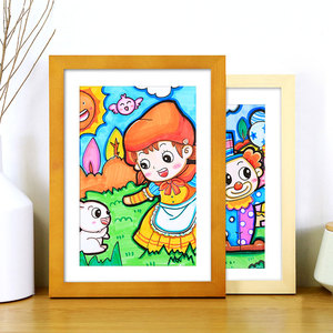 儿童绘画展示框实木相框a3a4摆台挂墙幼儿园展示框装裱画框油画框