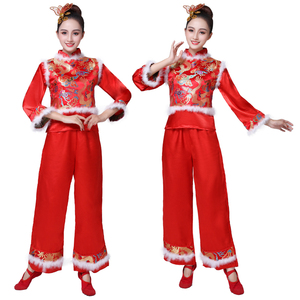 秧歌服演出服扇子舞蹈广场舞套装2021新款女成人现代民族古典服装