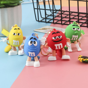 可爱m豆公仔滴胶巧克力豆钥匙扣挂件卡通情侣男女背包车钥匙链