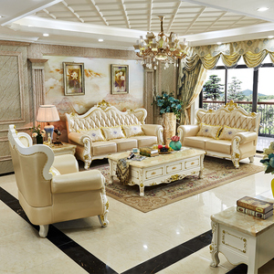 欧式真皮沙发123组合客厅整套美式实木头层牛皮仿古转角家具新款