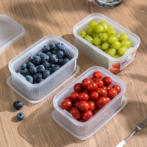日本进口沥水保鲜盒装水果盒子上班族便携外出便当盒野餐盒收纳盒