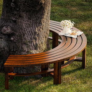 防腐木围树凳户外树池坐凳庭院露天凳子花园休闲座椅室外公园椅子