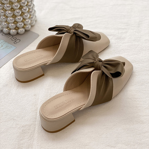 粗跟单鞋拖鞋懒人