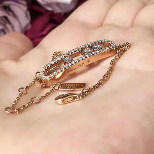 18k玫瑰金梅西卡钻石手链messika小号单钻三钻白金滑动欧美满钻