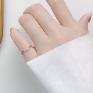 尾戒女小指法式素圈戒指纯银满天星指环小众设计感波浪925银戒指