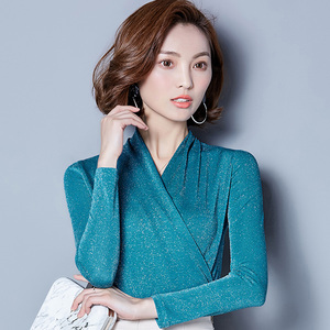 2019时尚大码打底衫女春秋新款长袖网纱小衫百搭上衣红色t恤女装