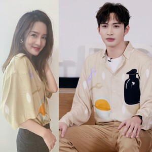 jacquemus李沁张彬彬同款油画抽象印花单排立领翻领情侣衬衫