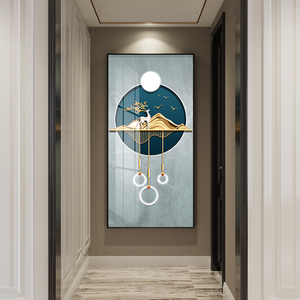 现代简约玄关装饰画轻奢高端竖幅走廊过道尽头壁画入户门迎墙挂画