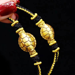 黄金男士手串足金999富甲一方乌龟壳手链转运珠金龟送父亲节礼物